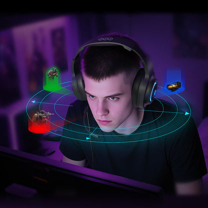 QCY V200 Pro Wired Gaming Headphones with 7.1 Sound and Detachable Microphone - Black_11