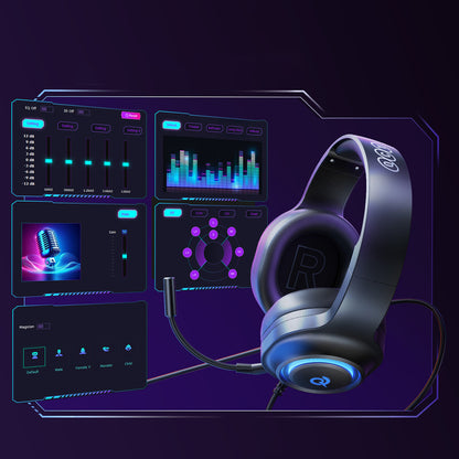 QCY V200 Pro Wired Gaming Headphones with 7.1 Sound and Detachable Microphone - Black_12