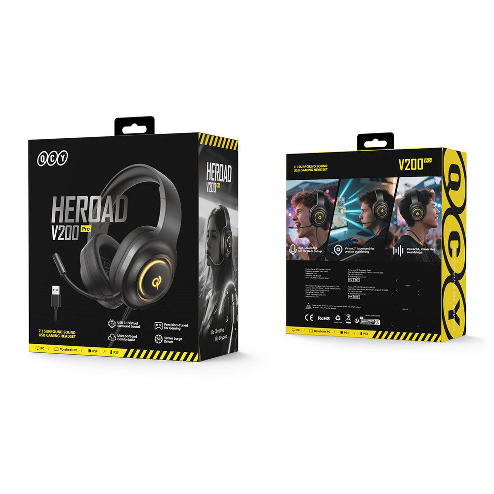 QCY V200 Pro Wired Gaming Headphones with 7.1 Sound and Detachable Microphone - Black_7