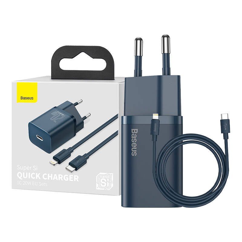 Baseus Super Si Quick Charger 1C 20W with USB-C cable for Lightning 1m (blue)_0