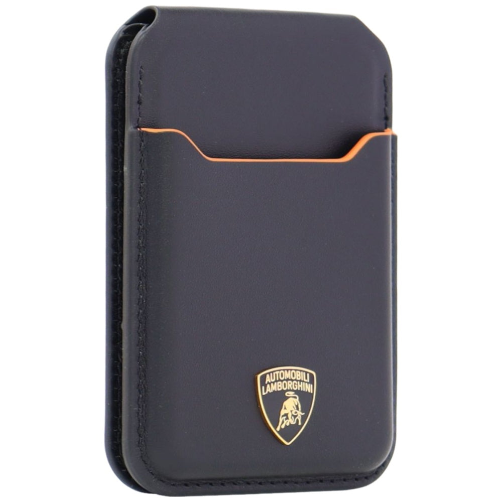 Lamborghini D1 Genuine Leather MagSafe mobile phone wallet - black and orange_1