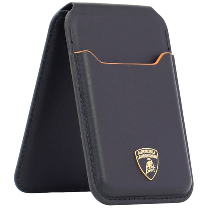 Lamborghini D1 Genuine Leather MagSafe mobile phone wallet - black and orange_2