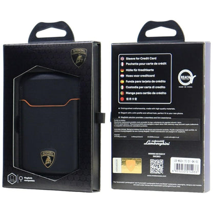 Lamborghini D1 Genuine Leather MagSafe mobile phone wallet - black and orange_4