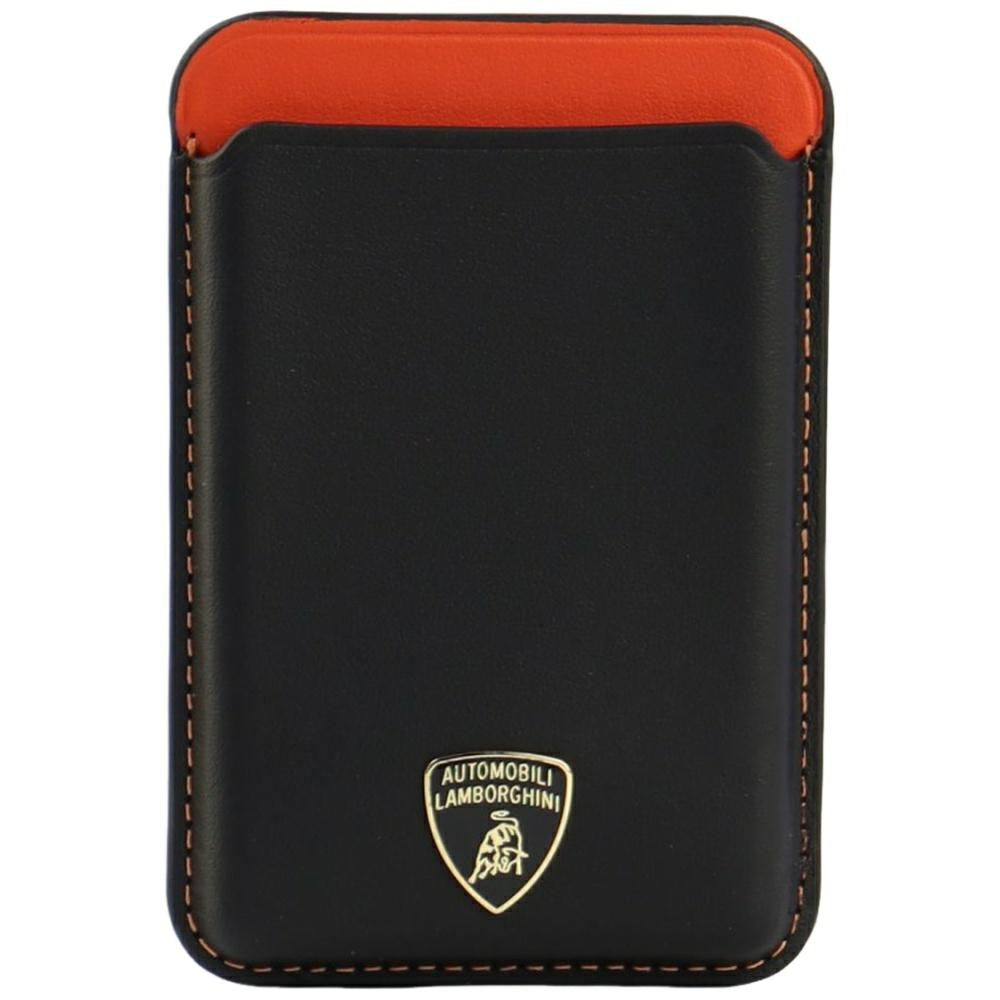 Lamborghini Urus D8 Genuine Leather MagSafe Magnetic Phone Wallet - Black and Red_0