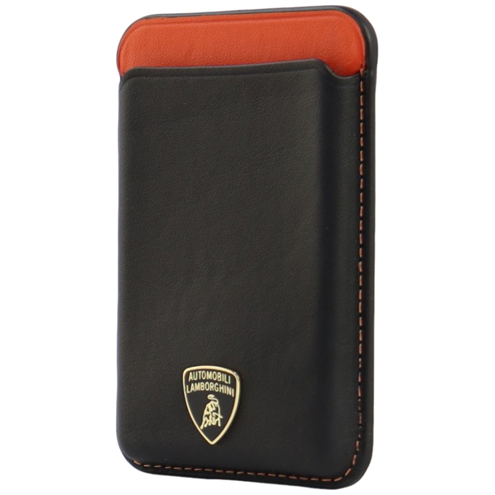 Lamborghini Urus D8 Genuine Leather MagSafe Magnetic Phone Wallet - Black and Red_1