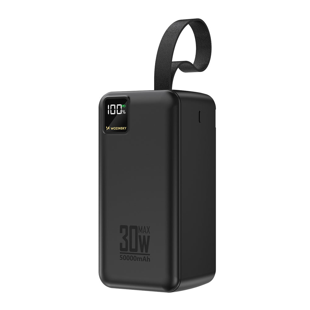 Powerbank Wozinsky W8-B 50000mAh 30W 2xUSB-A and 1xUSB-C and USB micro with flashlight - black_1