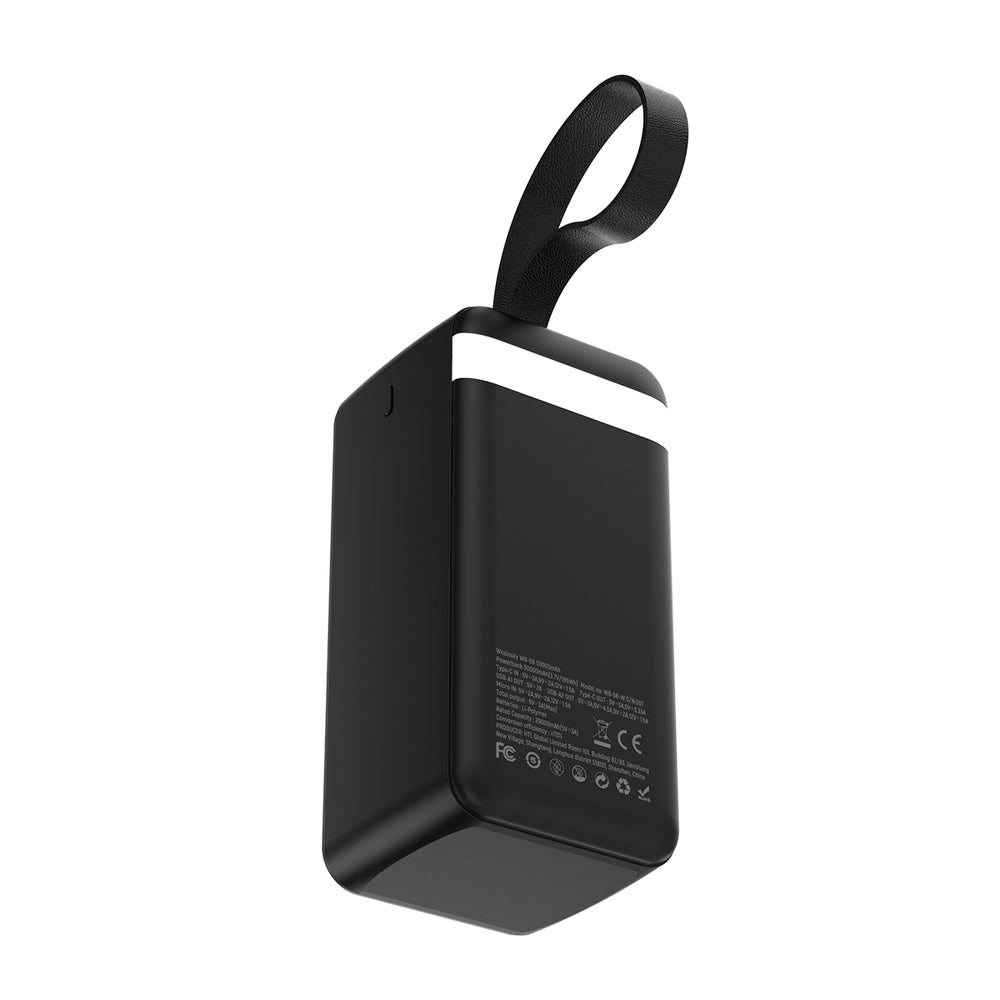 Powerbank Wozinsky W8-B 50000mAh 30W 2xUSB-A and 1xUSB-C and USB micro with flashlight - black_3