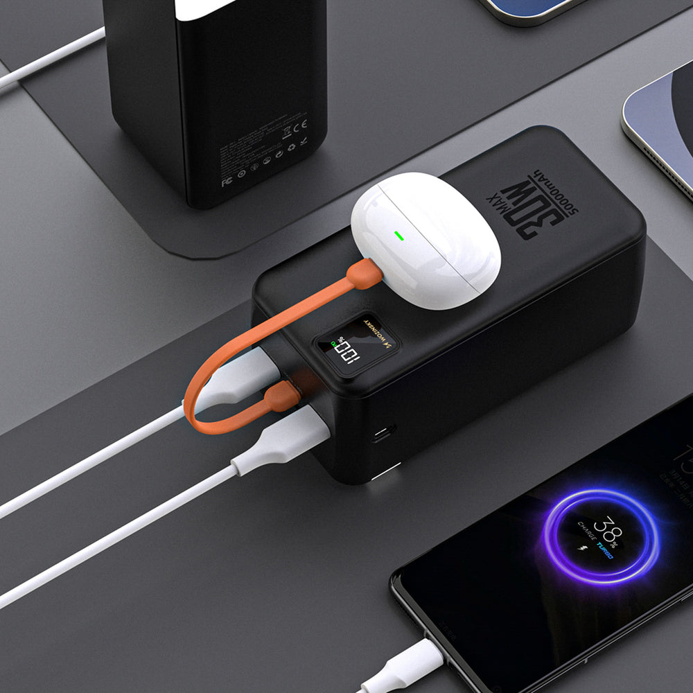 Powerbank Wozinsky W8-B 50000mAh 30W 2xUSB-A and 1xUSB-C and USB micro with flashlight - black_4