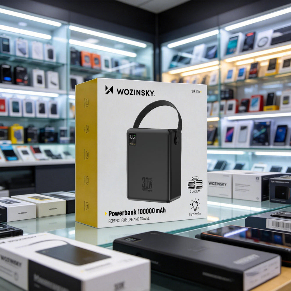 Wozinsky W8-B 100000mAh 30W Powerbank 2xUSB-A and 2xUSB-C with Flashlight - Black_9