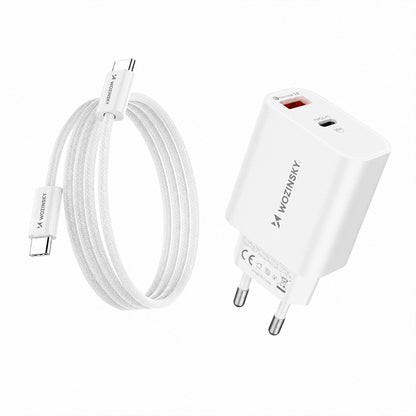 Wozinsky WLS-20W 20W USB-A USB-C Wall Charger with 1m USB-C - USB-C Cable - White_0