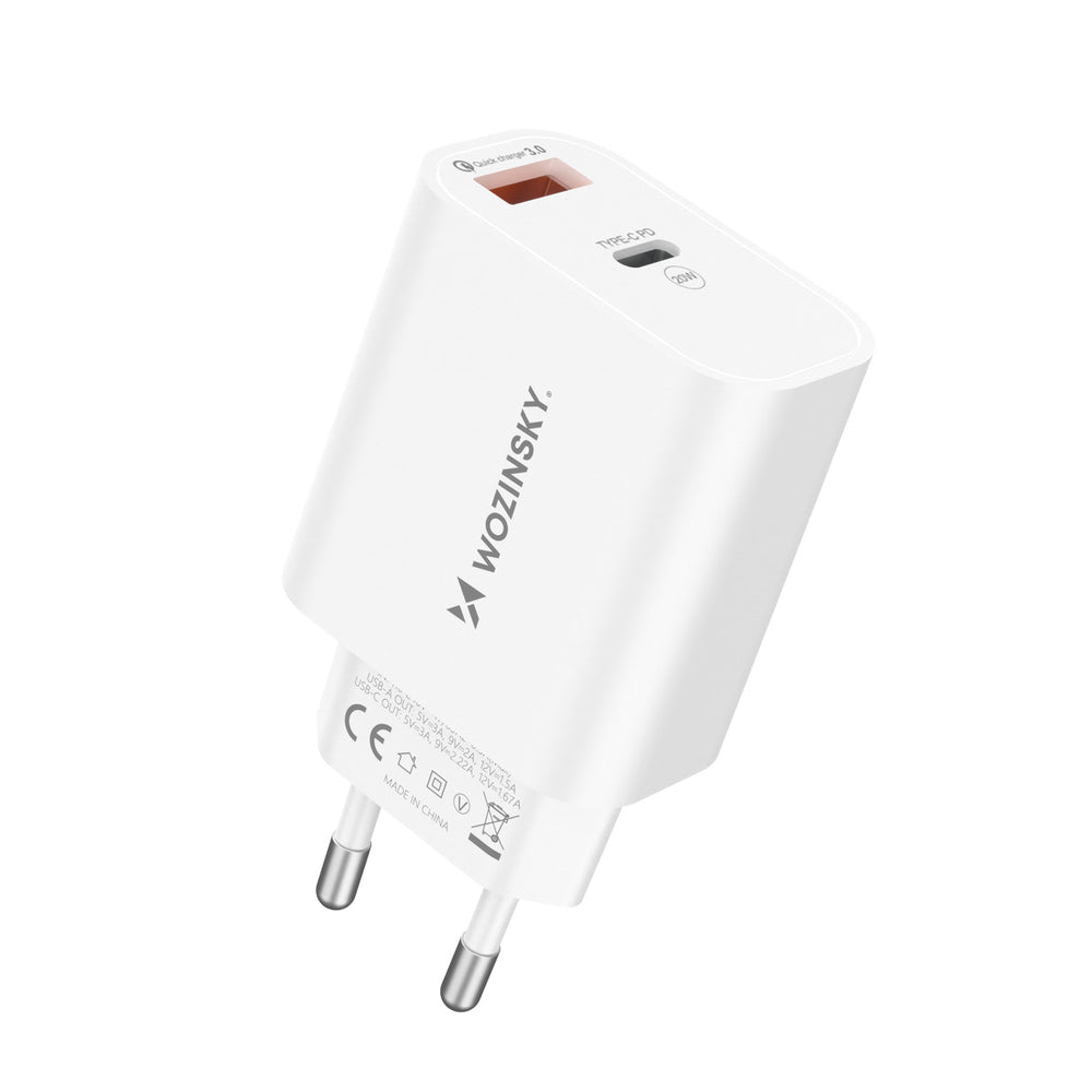 Wozinsky WLS-20W 20W USB-A USB-C Wall Charger with 1m USB-C - USB-C Cable - White_1