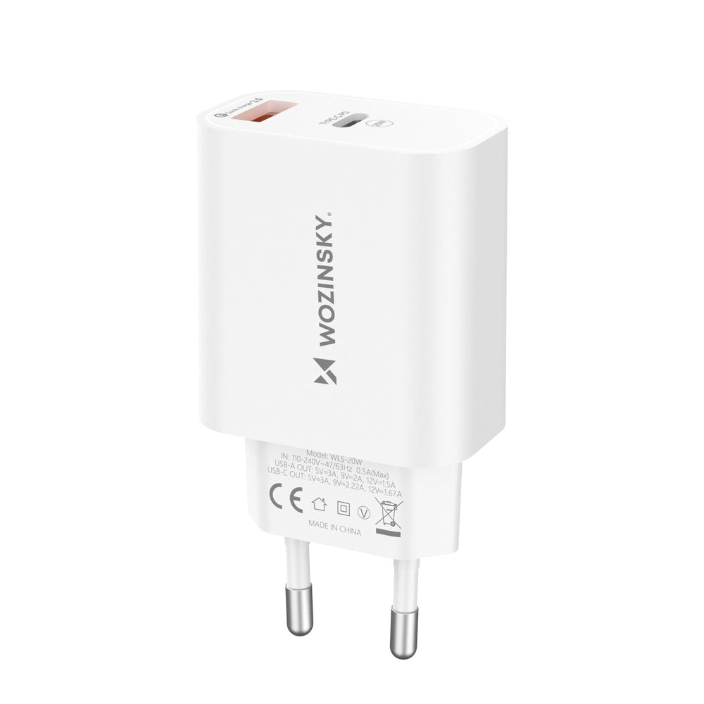 Wozinsky WLS-20W 20W USB-A USB-C Wall Charger with 1m USB-C - USB-C Cable - White_2