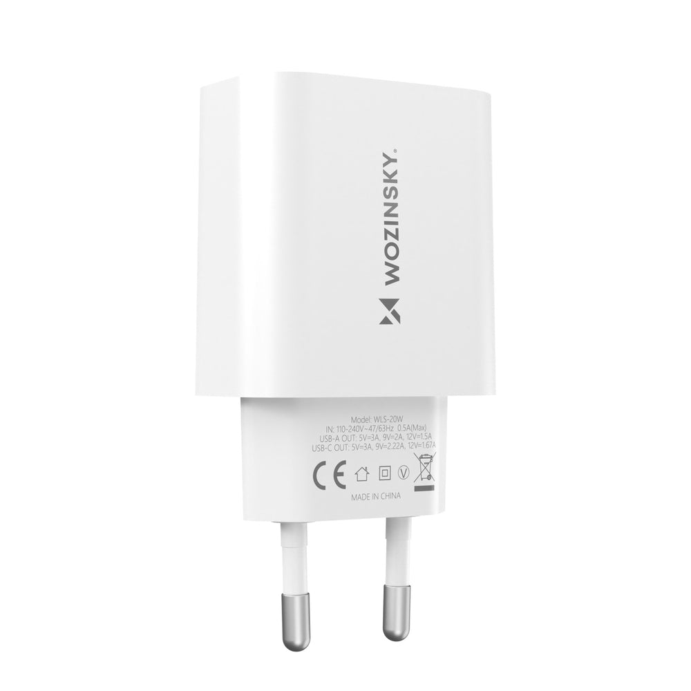 Wozinsky WLS-20W 20W USB-A USB-C Wall Charger with 1m USB-C - USB-C Cable - White_3