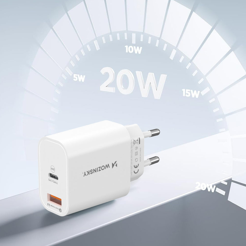 Wozinsky WLS-20W 20W USB-A USB-C Wall Charger with 1m USB-C - USB-C Cable - White_8