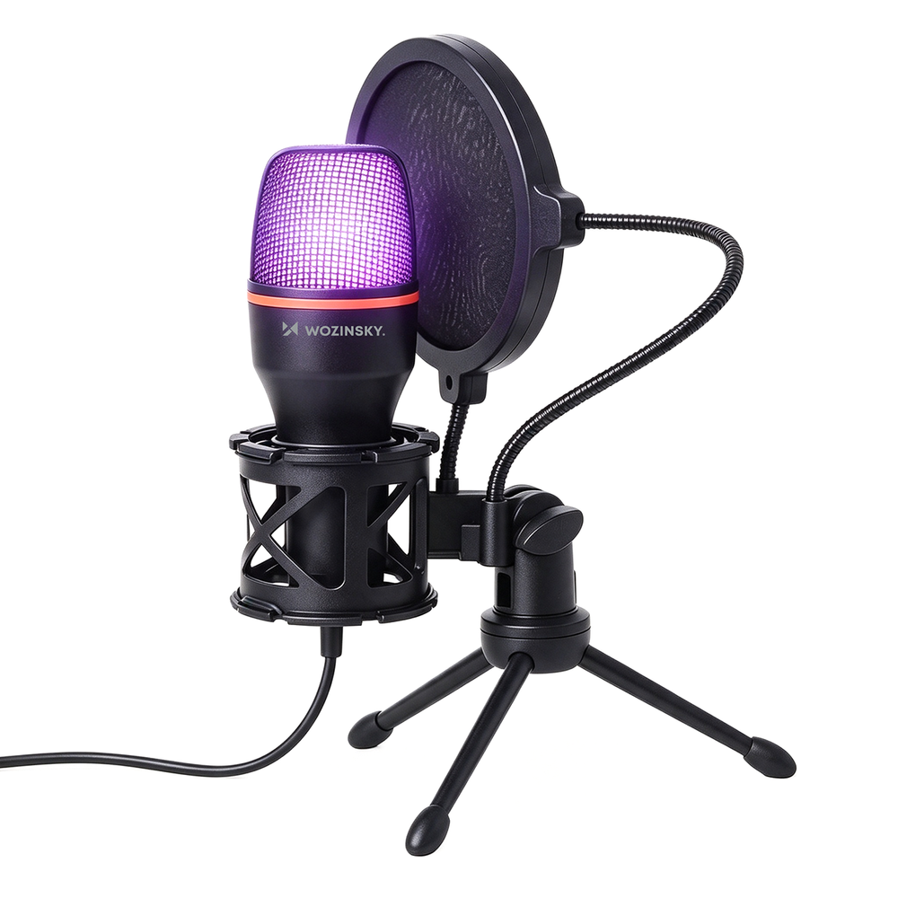 Wozinsky Studio Gaming USB Computer Microphone with RGB Stand - Black_1