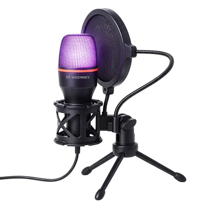 Wozinsky Studio Gaming USB Computer Microphone with RGB Stand - Black_1