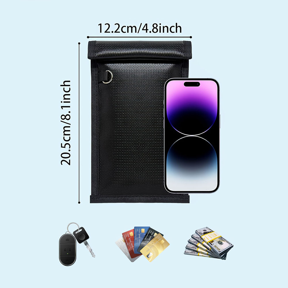 Fireproof RFID Phone Case OTN-27 with Signal Blocker 27x12.3 cm - Black_1