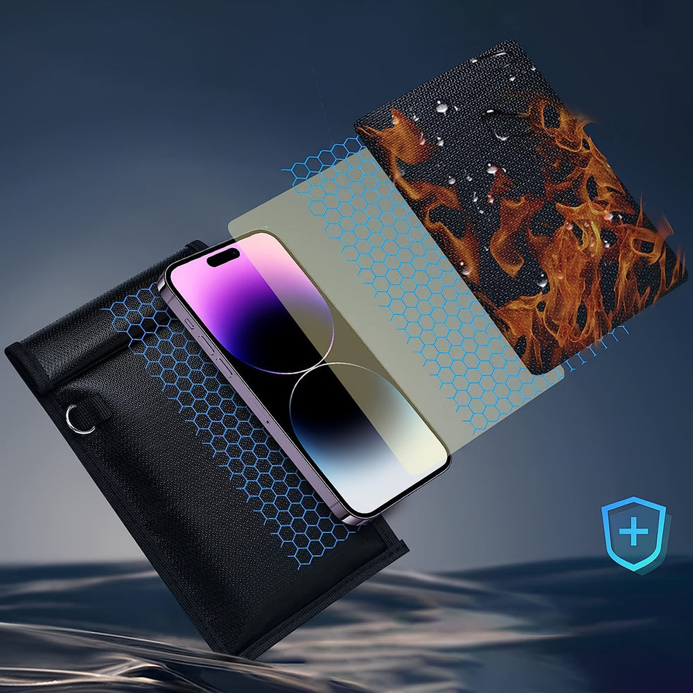 Fireproof RFID Phone Case OTN-27 with Signal Blocker 27x12.3 cm - Black_4