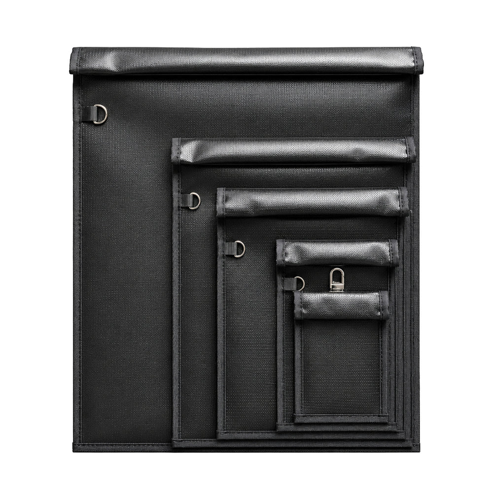 Set of 5 Fireproof OTN-5 RFID Signal Blocking Bags - Black_0