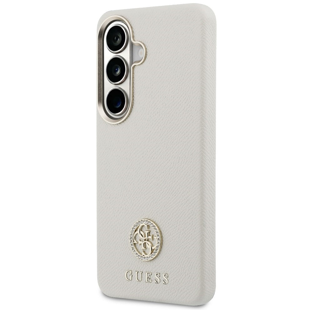 Guess Rhinestone Round Logo MagSafe Case for Samsung Galaxy S26+ - Beige_1