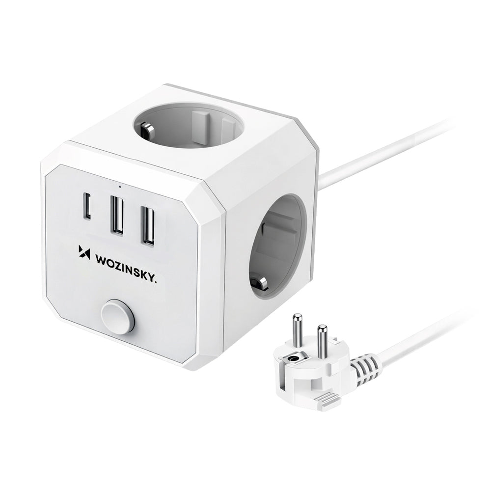 Wozinsky WKZ-3B Power Cube 4x AC 2x USB-A 1x USB-C 4000 W with 1.8 m Cable - White_0