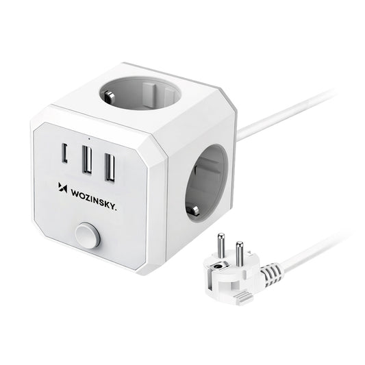 Wozinsky WKZ-3B Power Cube 4x AC 2x USB-A 1x USB-C 4000 W with 1.8 m Cable - White_0