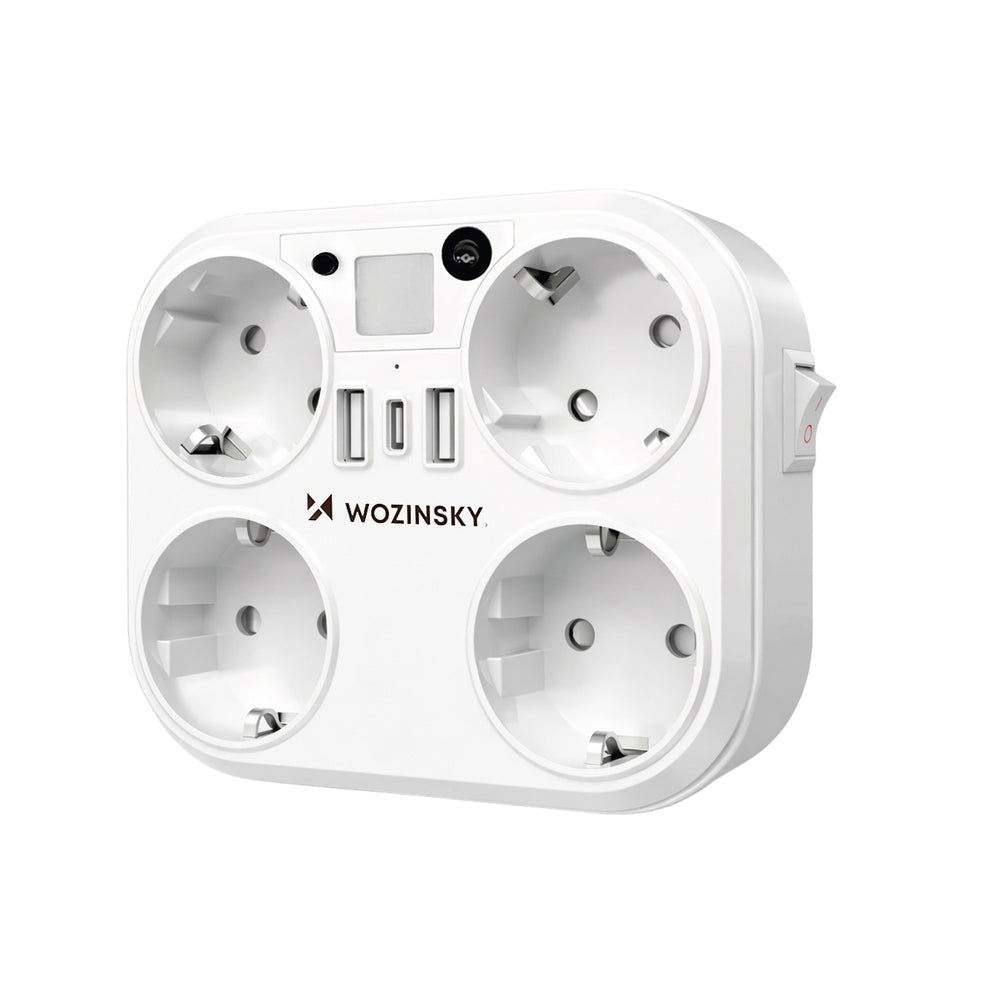 Wozinsky WRS-2B 4x AC 2x USB-A 2x USB-C 4000 W Network Splitter with Lamp - White_0