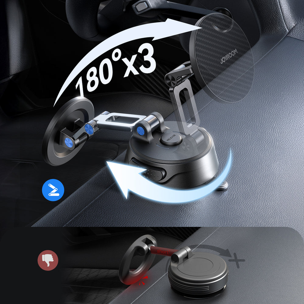 Joyroom JR-ZS51 magnetic car holder with suction cup for windshield or dashboard - black_6