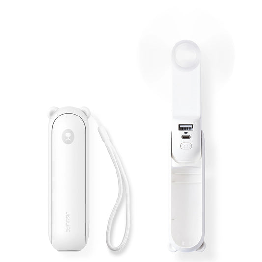 Jisulife Handheld Fan Life8 Plus Portable USB Fan with Power Bank Function 4500mAh and Flashlight - White_0