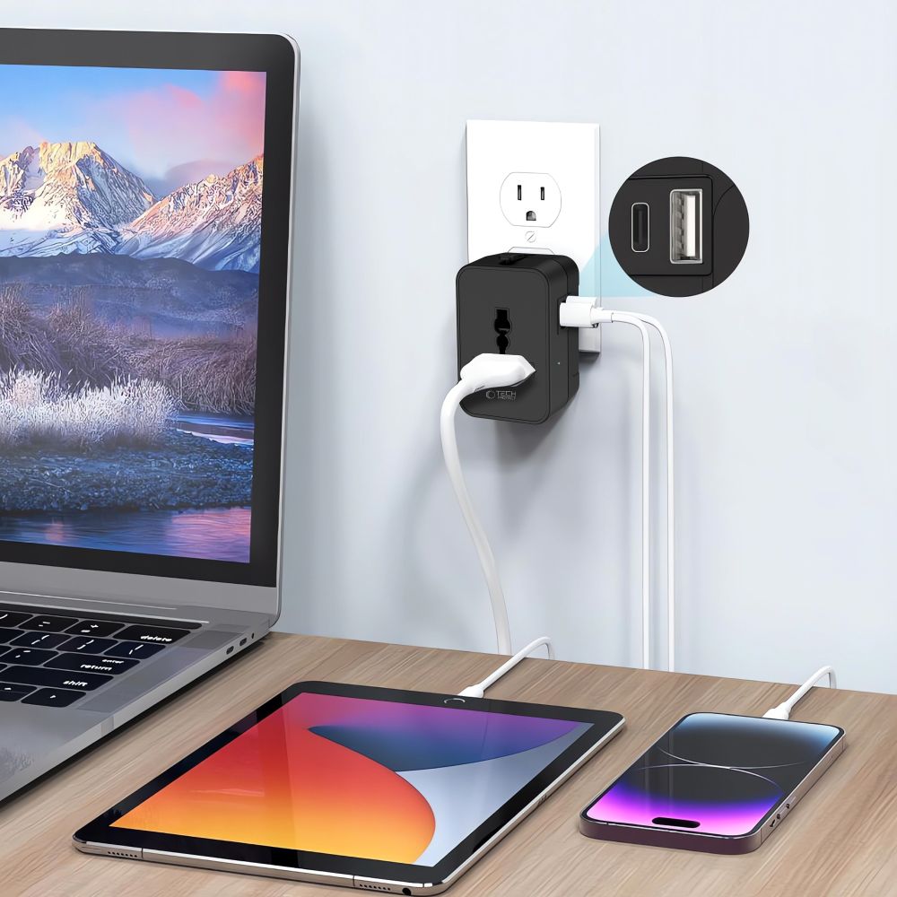 Tech-Protect TA300 Travel Adapter EU / UK / AU - Black_3