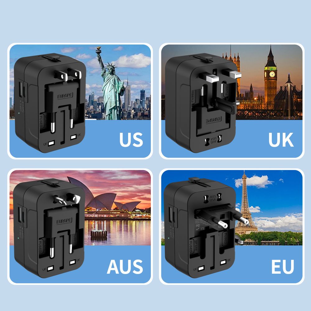 Tech-Protect TA300 Travel Adapter EU / UK / AU - Black_6