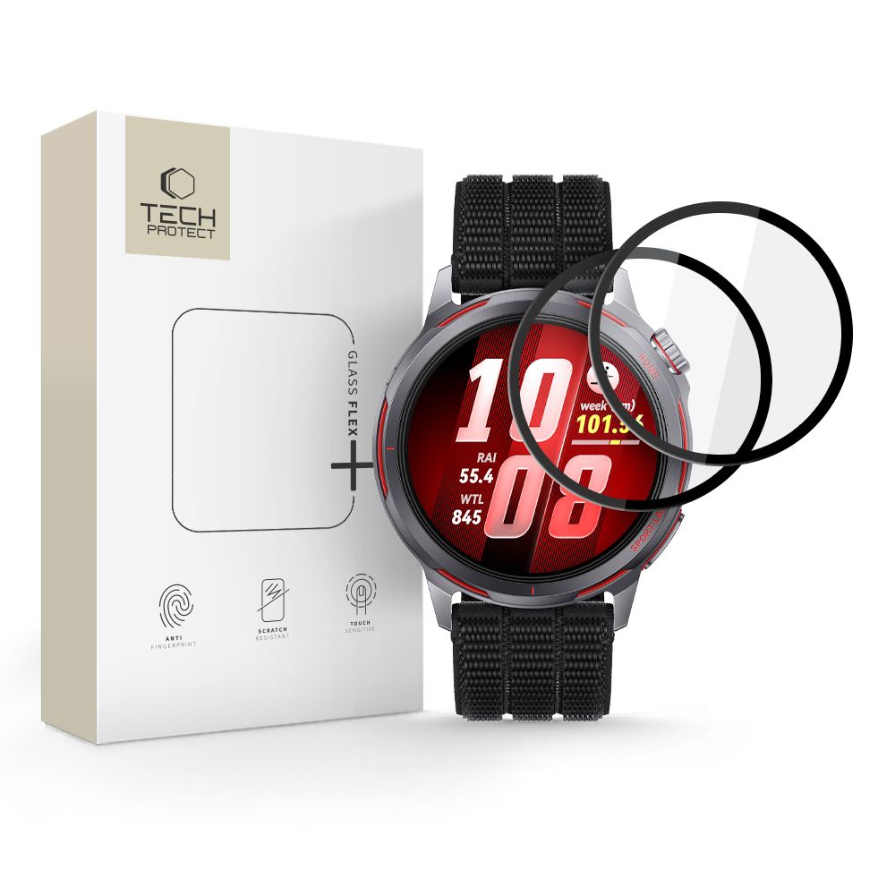Tech-Protect Glass Flex+ 2-Pack Hybrid Glass for Huawei Watch GT Runner 2 - Black_0