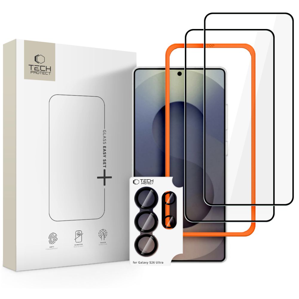 Tech-Protect Easy Set+ 3-Pack Tempered Glass for Samsung Galaxy S26 Ultra - Black_0