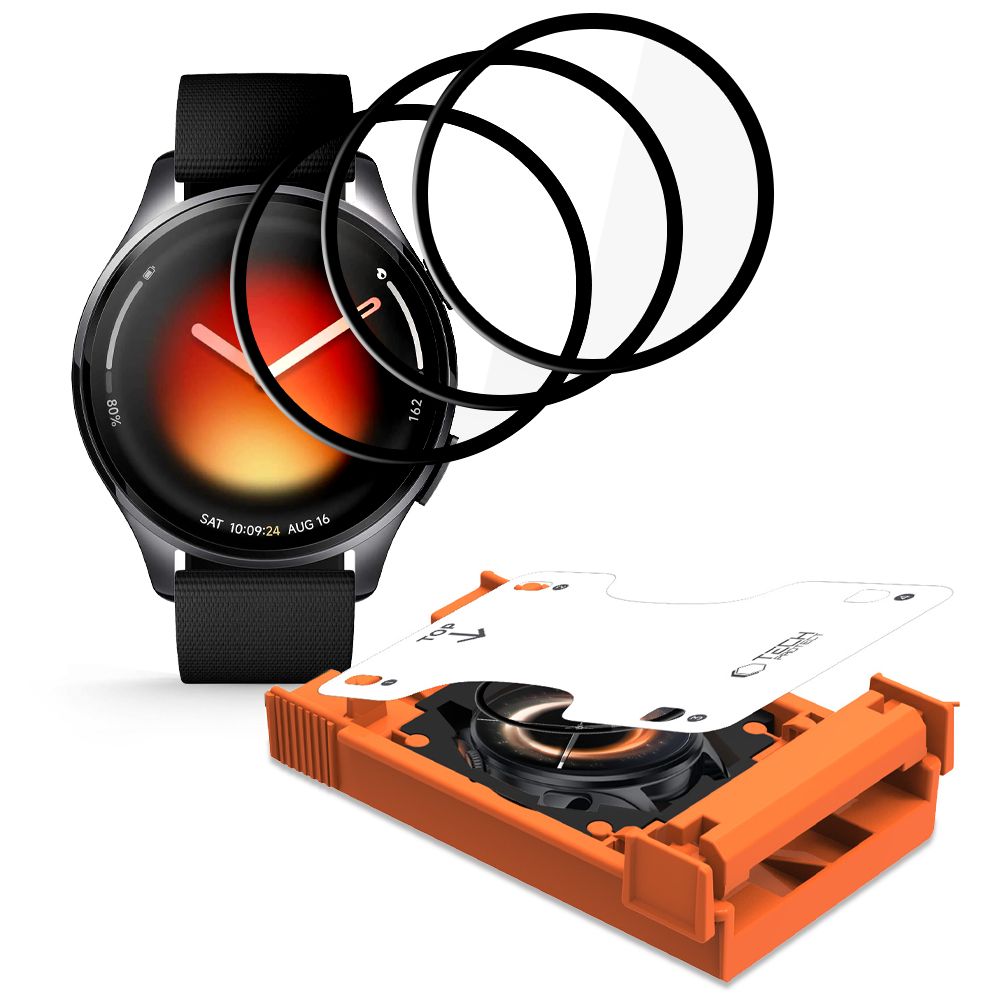 Tech-Protect Easy Set Flex+ 3-Pack Hybrid Glass for Xiaomi Watch 5 - Black_1