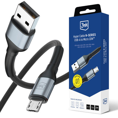 3mk Hyper Cable N-SERIES USB-A / MicroUSB 3m QC 3.0 5V/2A 10W - black_0