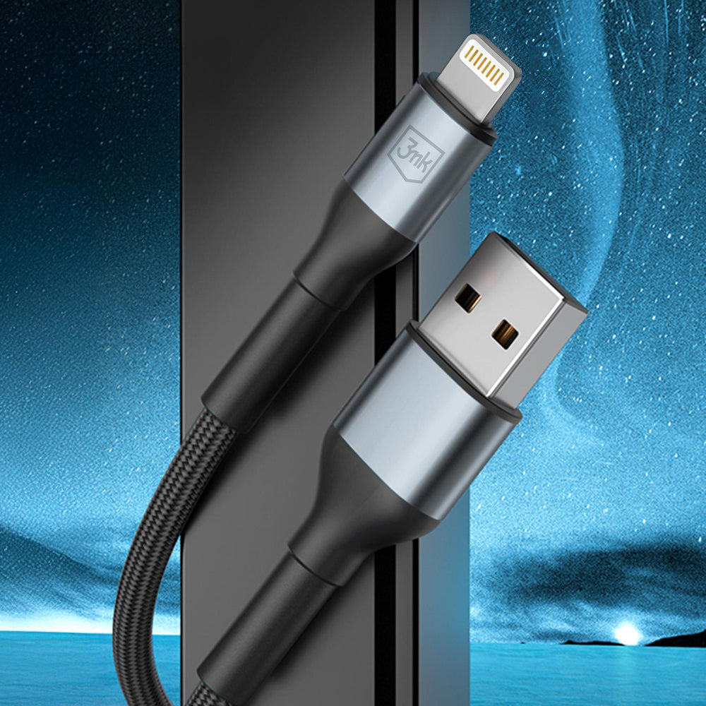 3mk Hyper Cable N-SERIES USB-A / Lightning 2m QC 3.0 5V/2.4A 12W - black_1