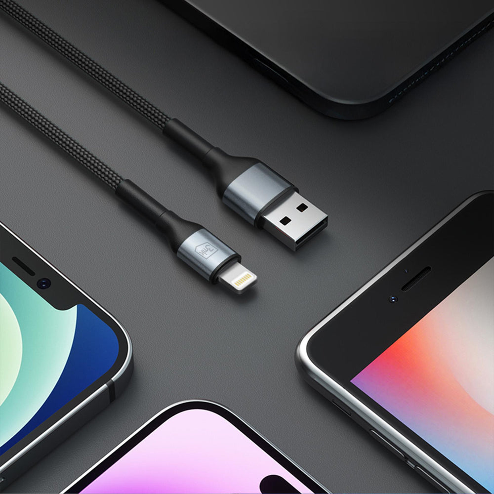 3mk Hyper Cable N-SERIES USB-A / Lightning 2m QC 3.0 5V/2.4A 12W - black_3