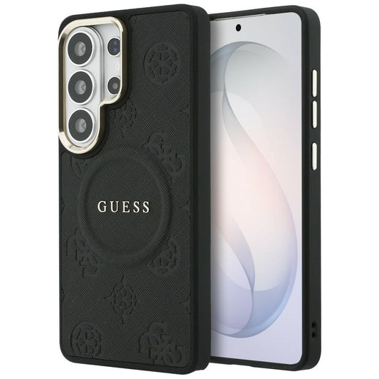 Guess Saffiano Peony Embossed Ring MagSafe Case for Samsung Galaxy S26 Ultra - Black_0