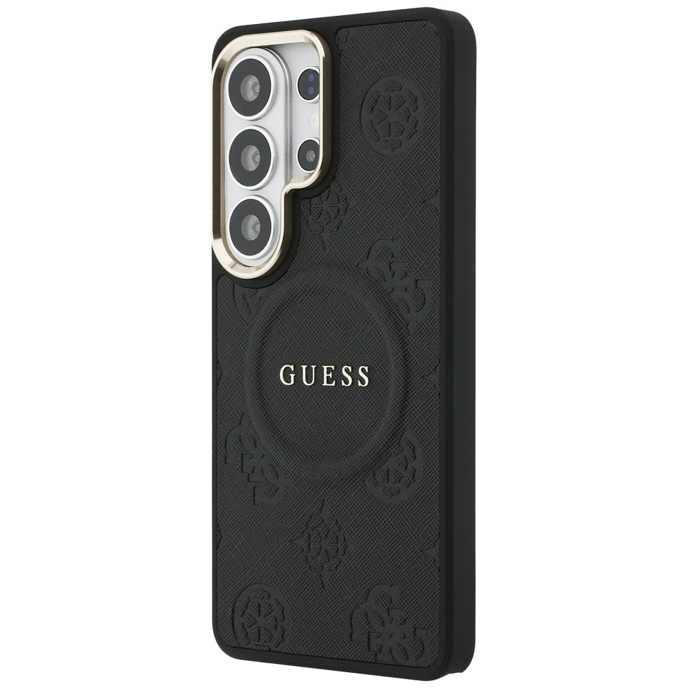 Guess Saffiano Peony Embossed Ring MagSafe Case for Samsung Galaxy S26 Ultra - Black_1
