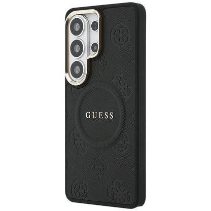 Guess Saffiano Peony Embossed Ring MagSafe Case for Samsung Galaxy S26 Ultra - Black_1