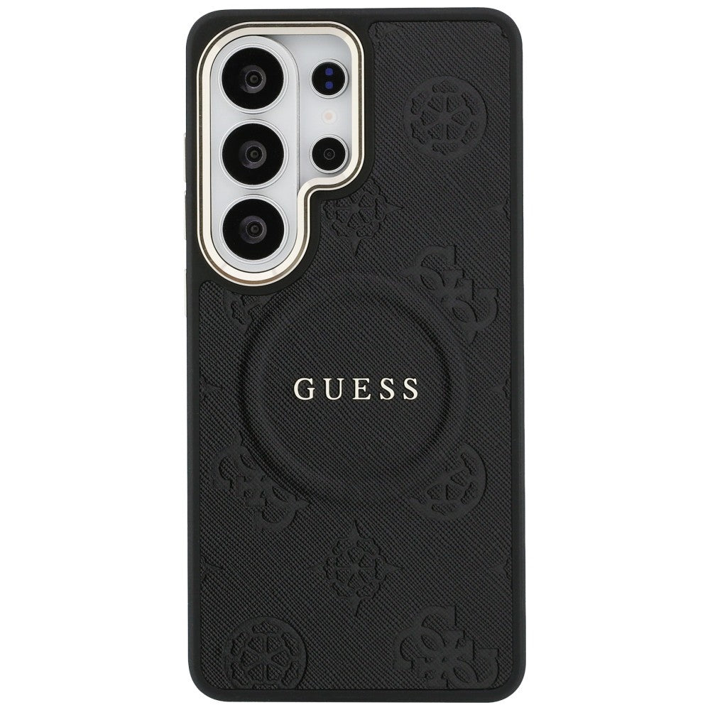 Guess Saffiano Peony Embossed Ring MagSafe Case for Samsung Galaxy S26 Ultra - Black_2