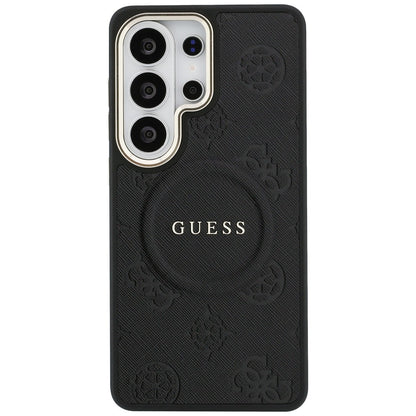 Guess Saffiano Peony Embossed Ring MagSafe Case for Samsung Galaxy S26 Ultra - Black_2