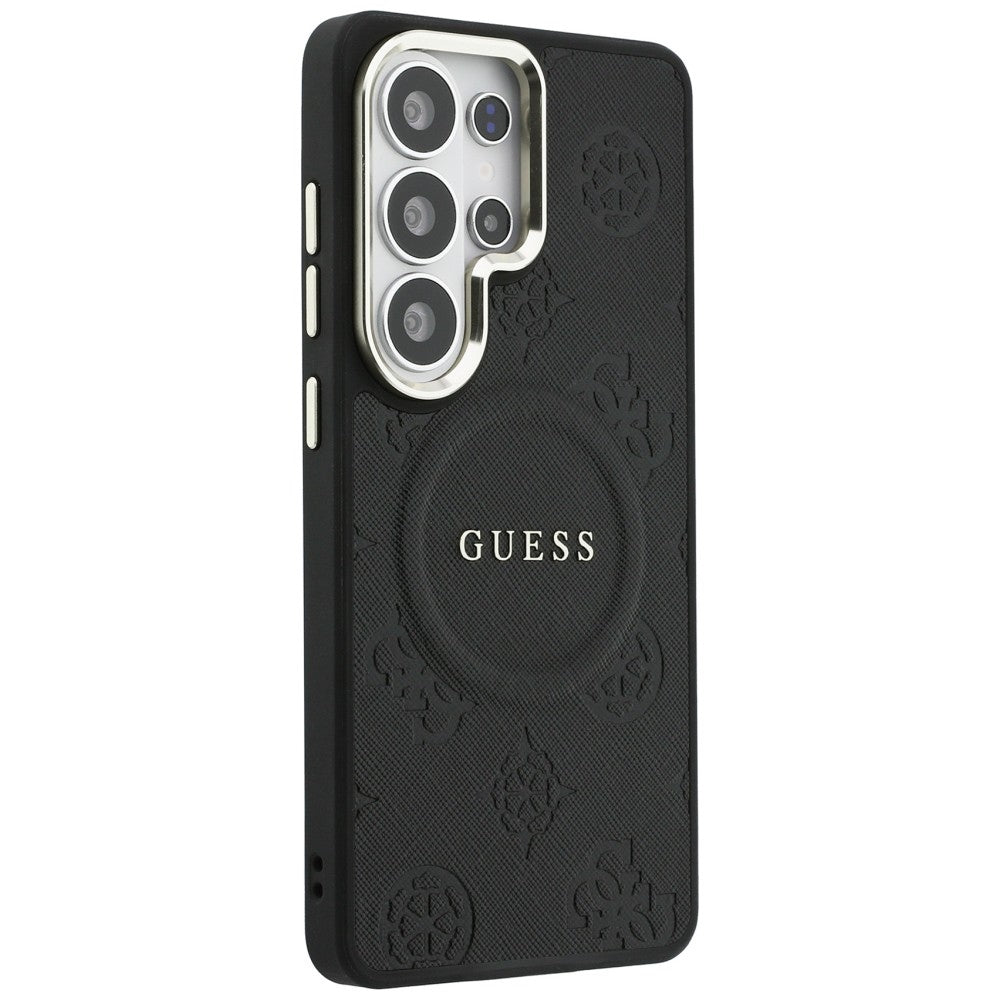 Guess Saffiano Peony Embossed Ring MagSafe Case for Samsung Galaxy S26 Ultra - Black_3