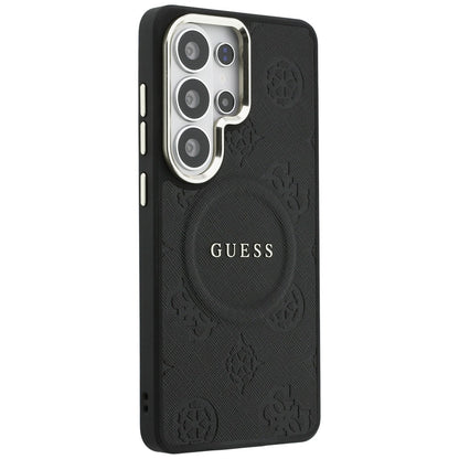 Guess Saffiano Peony Embossed Ring MagSafe Case for Samsung Galaxy S26 Ultra - Black_3
