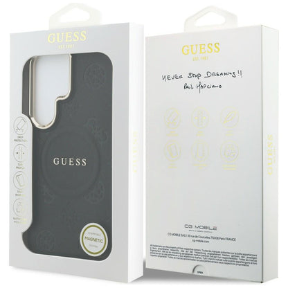 Guess Saffiano Peony Embossed Ring MagSafe Case for Samsung Galaxy S26 Ultra - Black_7
