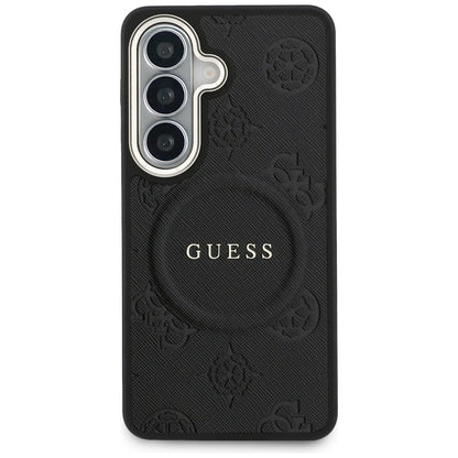 Guess Saffiano Peony Embossed Ring MagSafe case for Samsung Galaxy S26+ - black_2