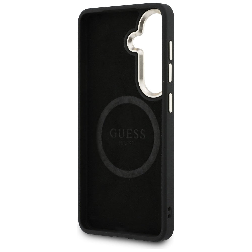 Guess Saffiano Peony Embossed Ring MagSafe case for Samsung Galaxy S26+ - black_6