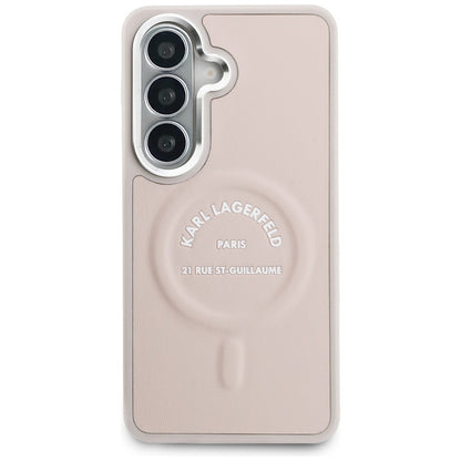 Karl Lagerfeld Embossed Ring RSG Logo MagSafe Case for Samsung Galaxy S26+ - Pink_2
