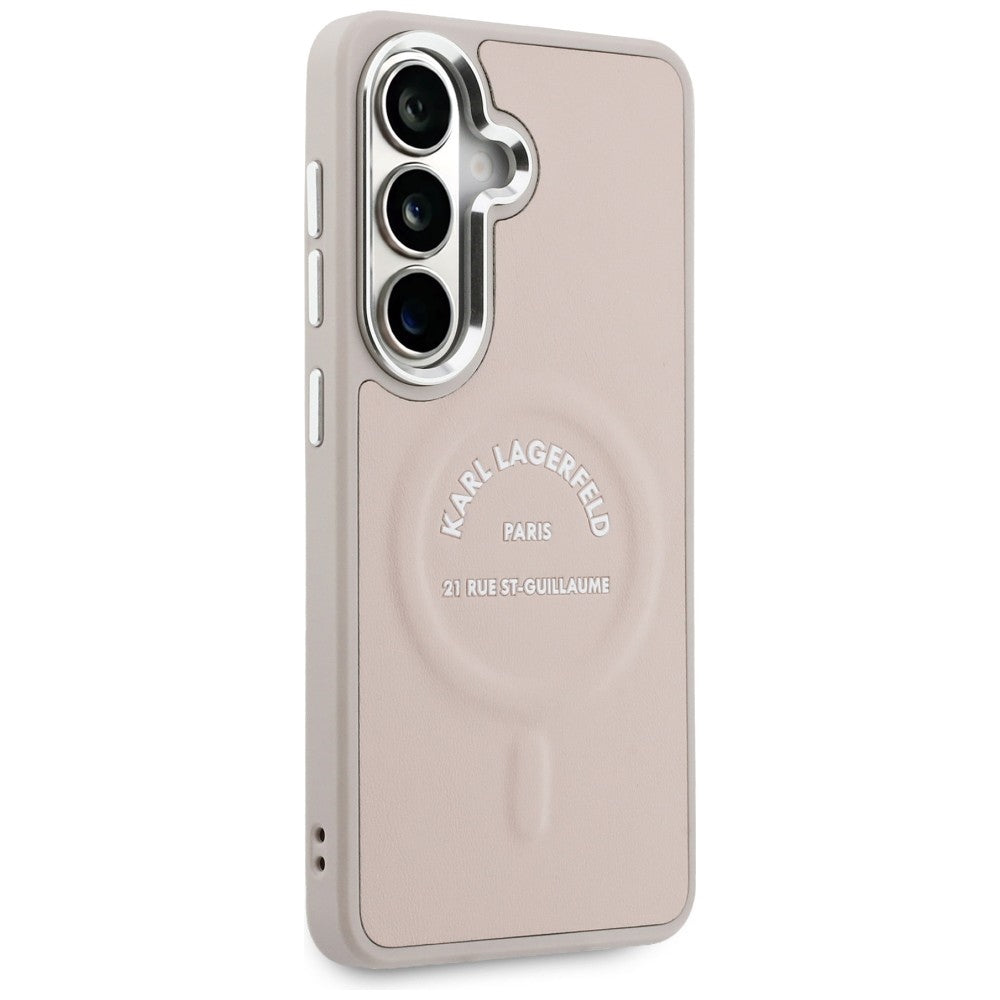 Karl Lagerfeld Embossed Ring RSG Logo MagSafe Case for Samsung Galaxy S26+ - Pink_3