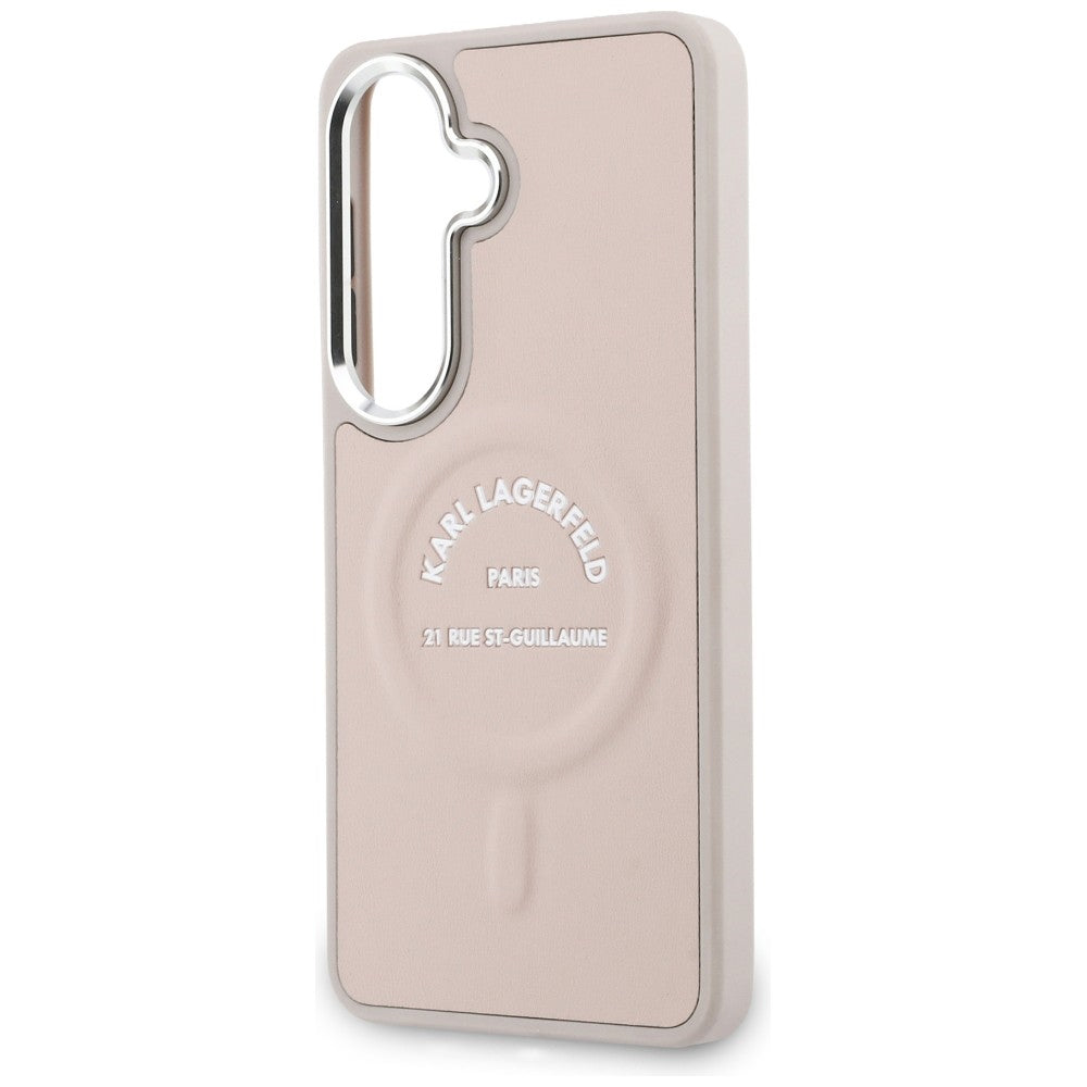 Karl Lagerfeld Embossed Ring RSG Logo MagSafe Case for Samsung Galaxy S26+ - Pink_5